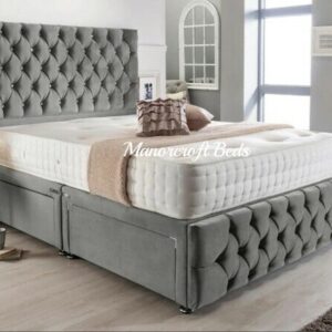 Chesterfield Divan Bed In Plush Fabric