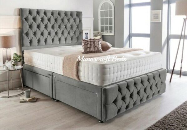 Chesterfield Divan Bed In Plush Fabric