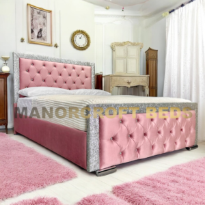 Venice Glitter Border Upholstered Soft Velvet Bed Frame