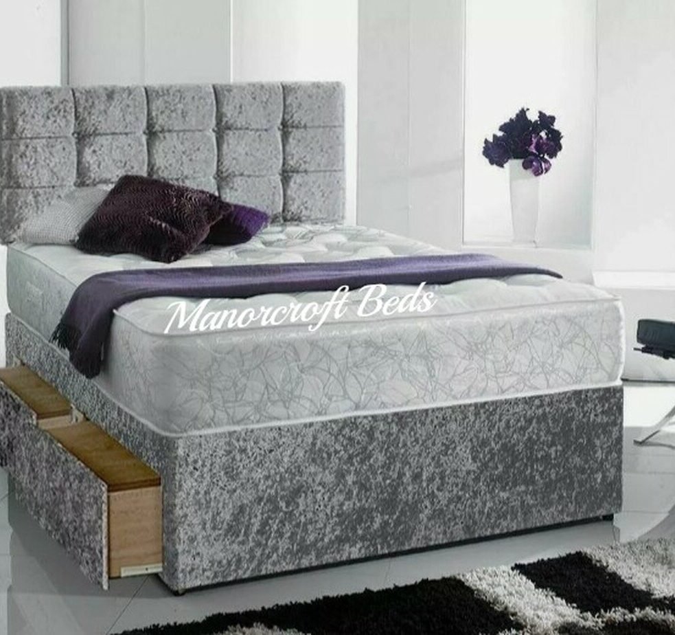 Modern Storage Divan Base Bed Included Headboard