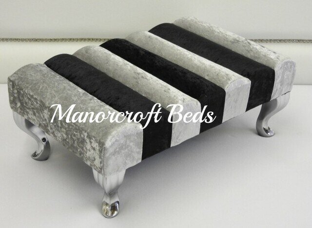 New Style Chesterfield Zebra Black and Silver Footstool