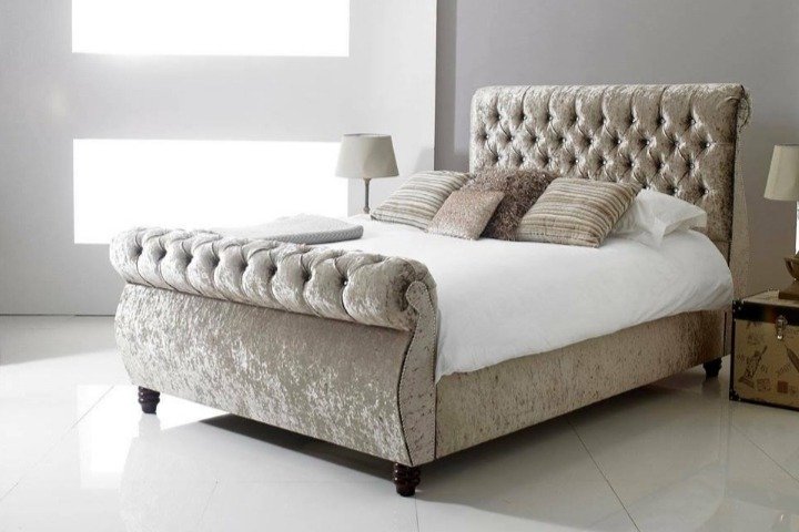 Chesterfield Sleigh Swan Bed Frame