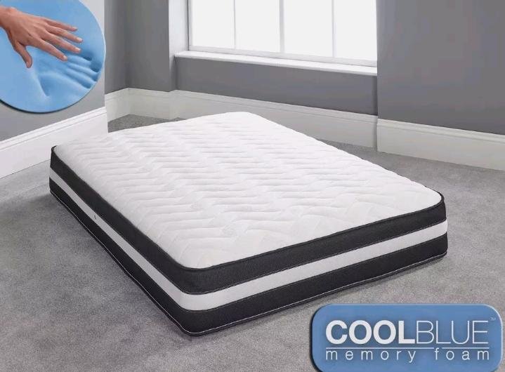 Cool Blue Memory Foam Mattress Sprung 10" (25cm) Deep