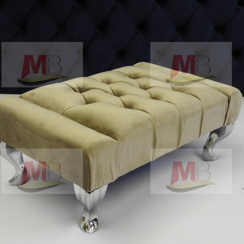 Bumper Bar Footstool with Queen Anne legs Available in all plush fabric