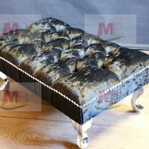 Modern Crushed Velvet Chesterfield Footstool Available in all colours