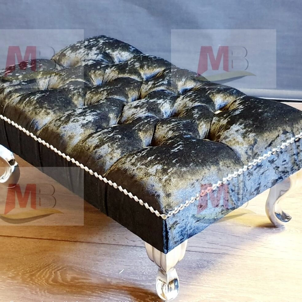 Modern Crushed Velvet Chesterfield Footstool Available in all colours