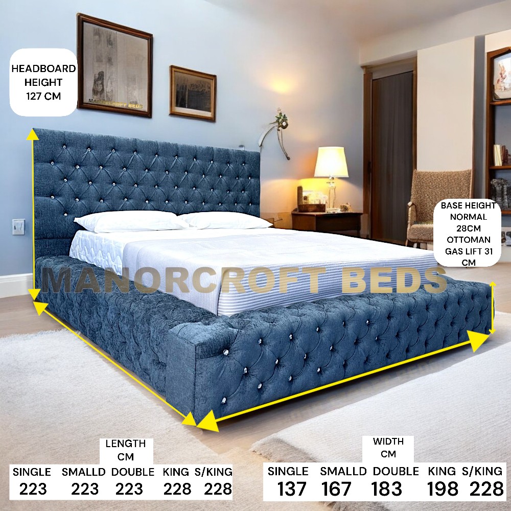 2025 Ambassador Upholstered Chesterfield Bed with Optional Ottoman Storage