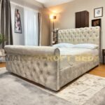 2025 Hadley Bed With Studs Upholstered Designer Bed Frame With Optional Ottoman Storage