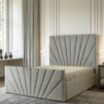 2025 Parallel Lined Designer Bed Frame With Optional Ottoman Storage