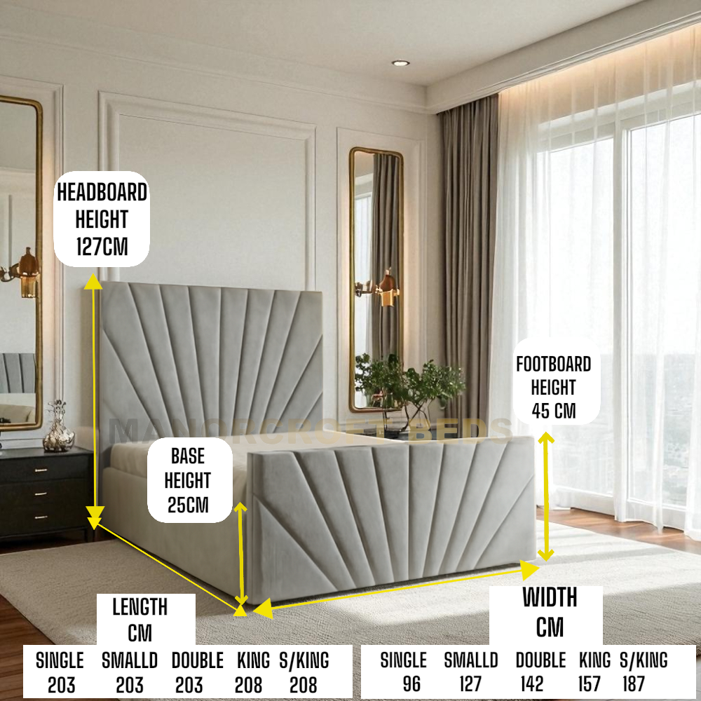 2025 Parallel Lined Designer Bed Frame With Optional Ottoman Storage