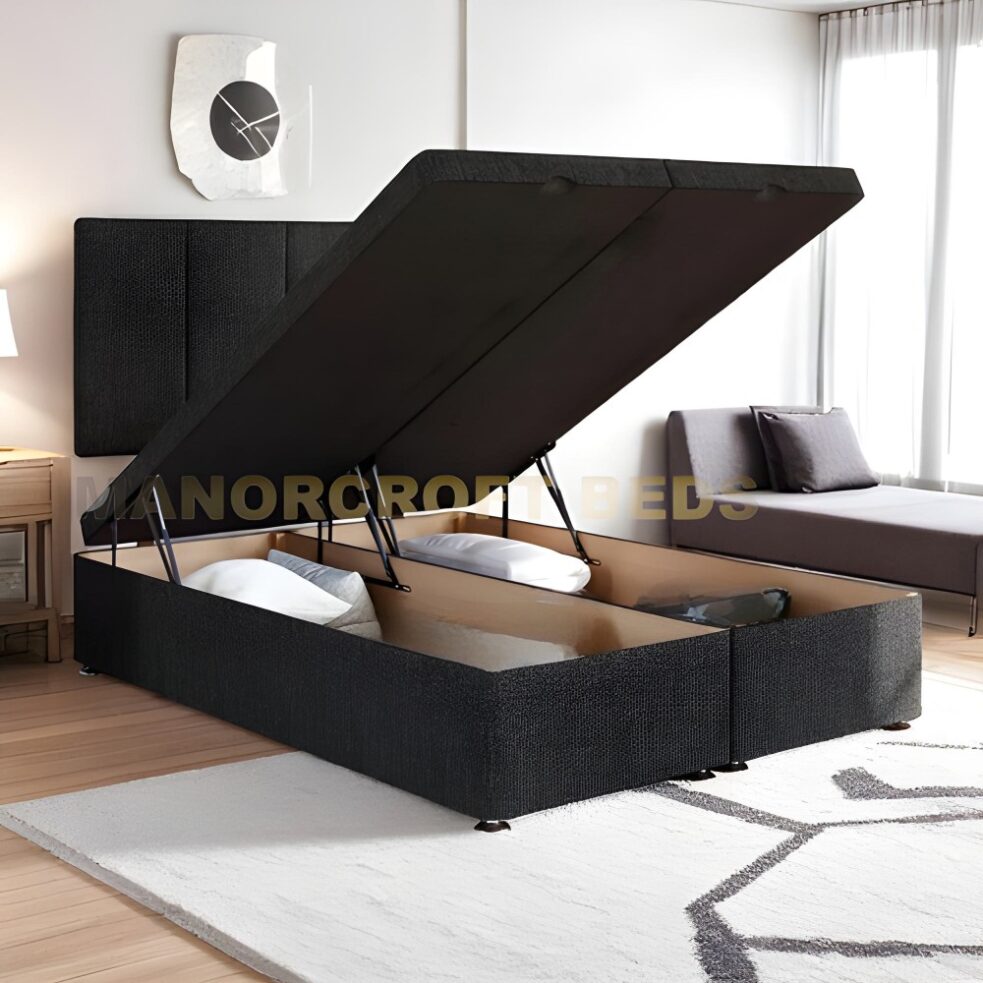 2025 Orchid Divan Ottoman Bed Base End Opening Gas Lift Linen Fabric