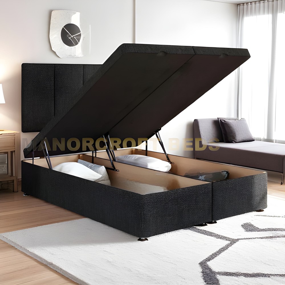 2025 Orchid Divan Ottoman Bed Base End Opening Gas Lift Linen Fabric