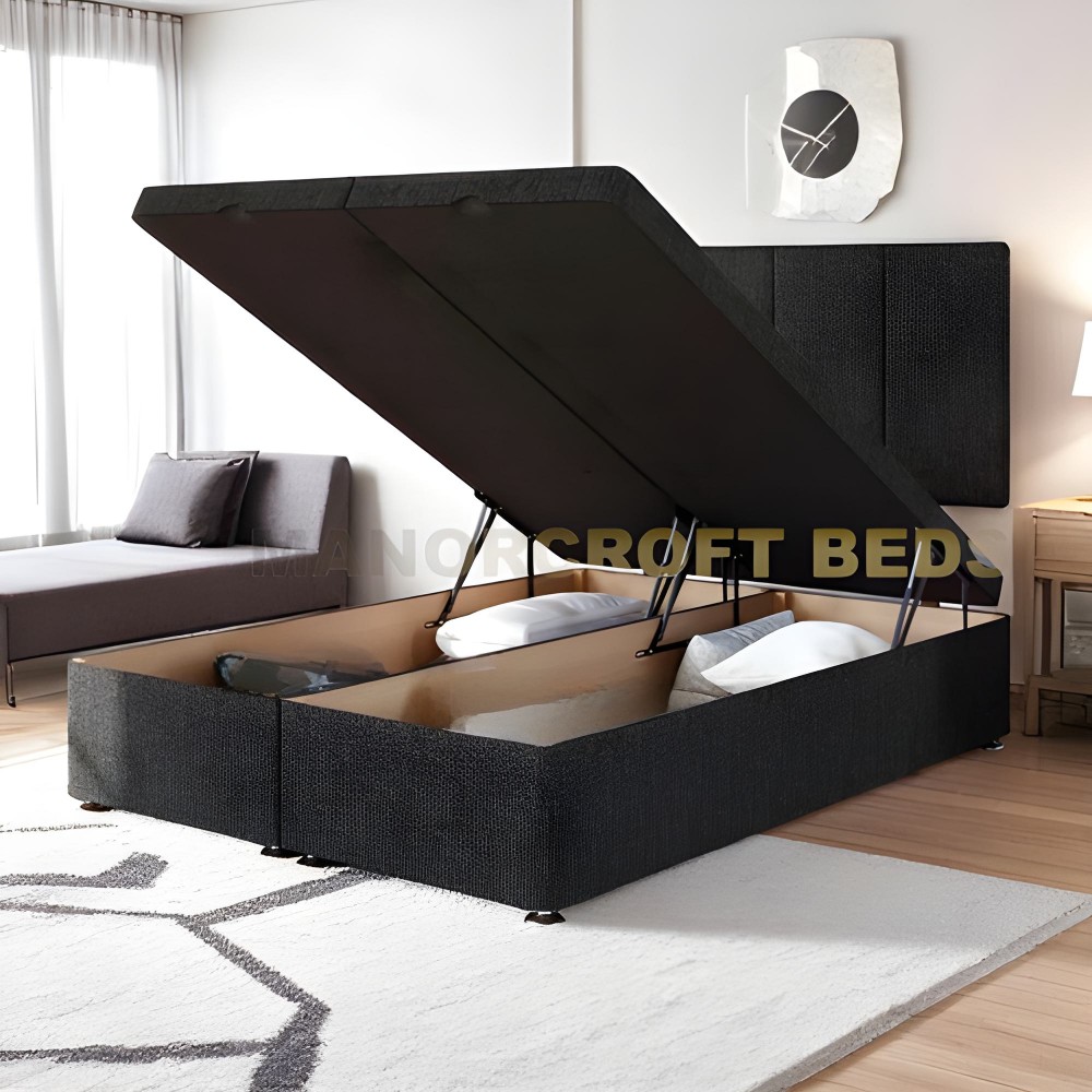 2025 Orchid Divan Ottoman Bed Base End Opening Gas Lift Linen Fabric