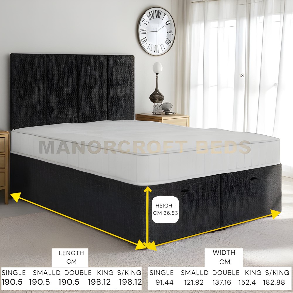 2025 Orchid Divan Ottoman Bed Base End Opening Gas Lift Linen Fabric