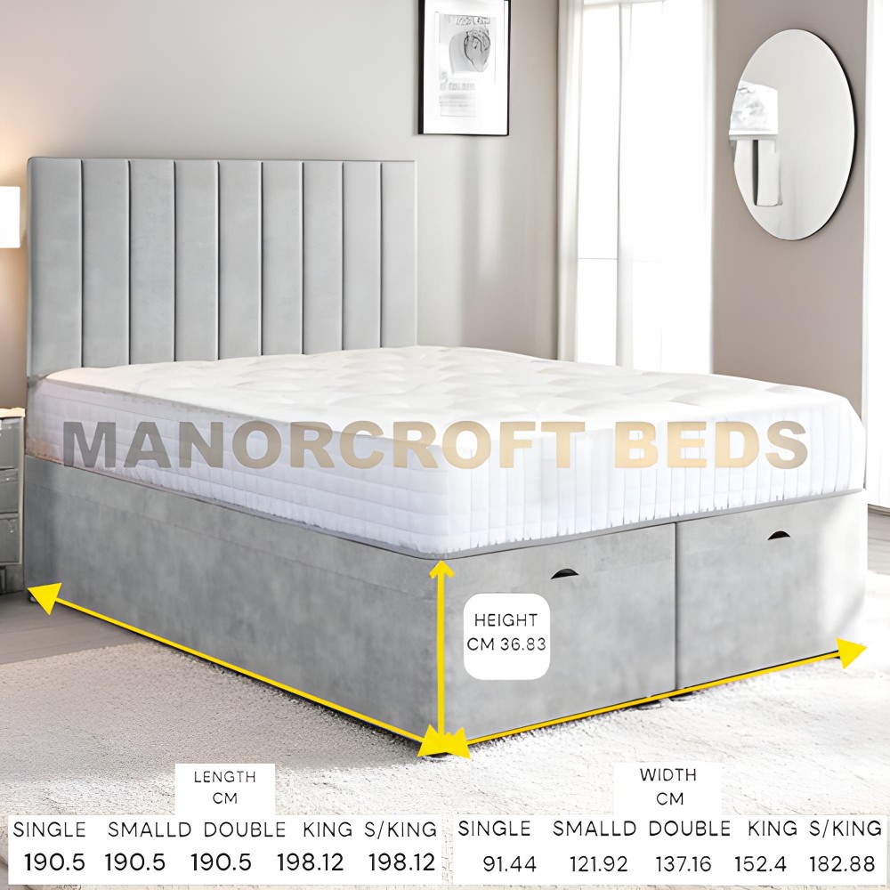 2025  Upholstered Ottoman Gas Lift Storage Divan Bed Frame Base With Lined