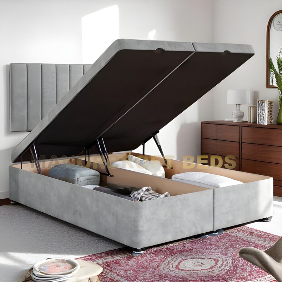 2025  Upholstered Ottoman Gas Lift Storage Divan Bed Frame Base With Lined