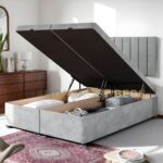 2025  Upholstered Ottoman Gas Lift Storage Divan Bed Frame Base With Lined