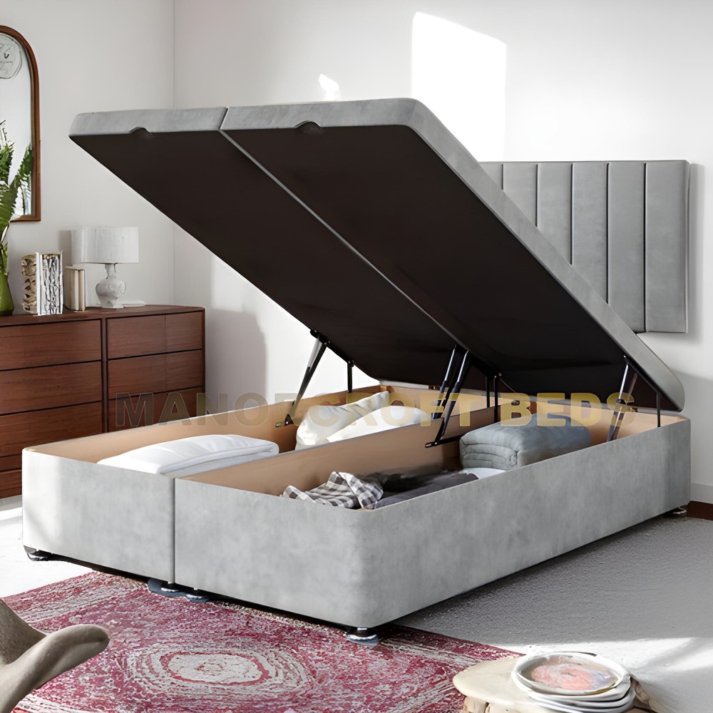 2025  Upholstered Ottoman Gas Lift Storage Divan Bed Frame Base With Lined