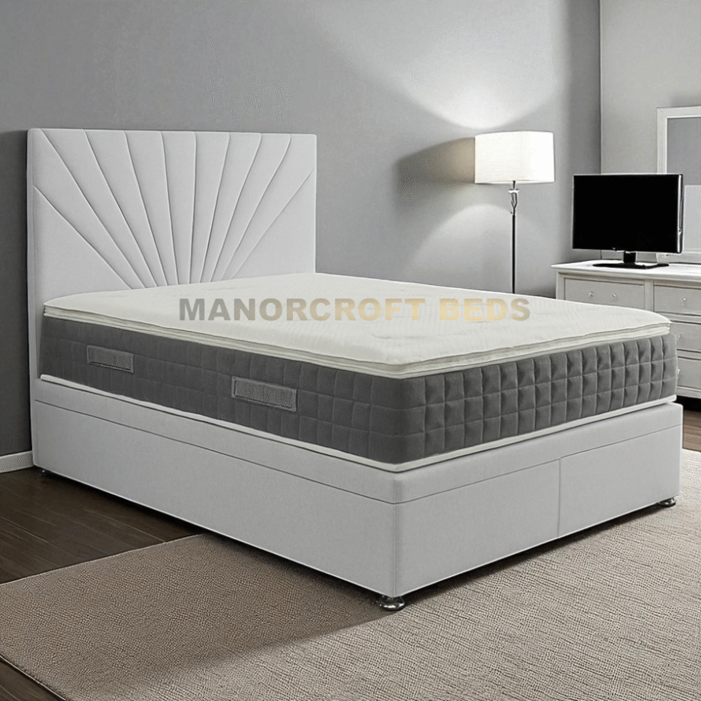 2025 Panel Bed Ottoman Gas Lift Storage Bed Frame with Vertical Panelled Headboard