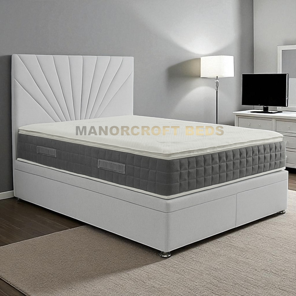 2025 Panel Bed Ottoman Gas Lift Storage Bed Frame with Vertical Panelled Headboard