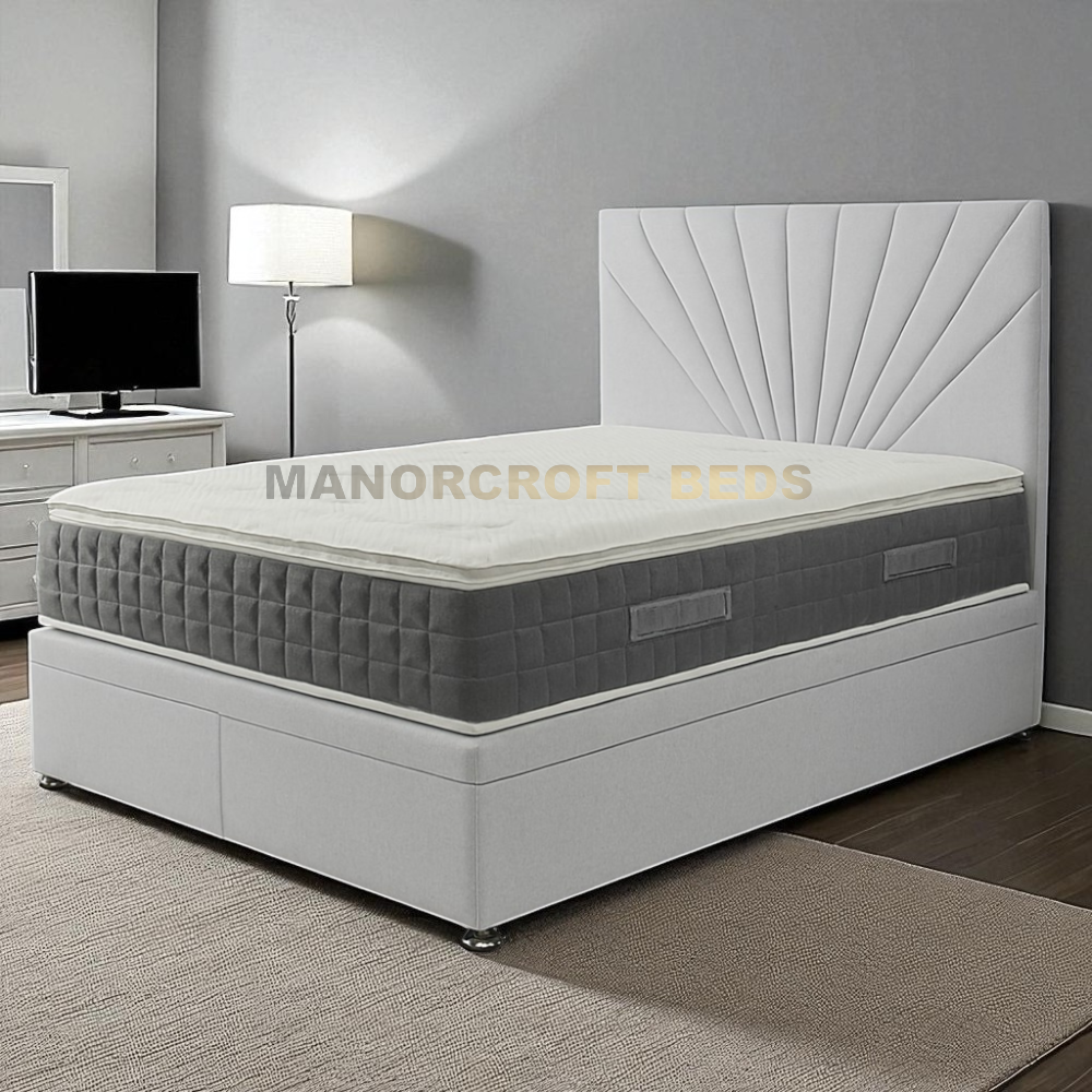 2025 Panel Bed Ottoman Gas Lift Storage Bed Frame with Vertical Panelled Headboard