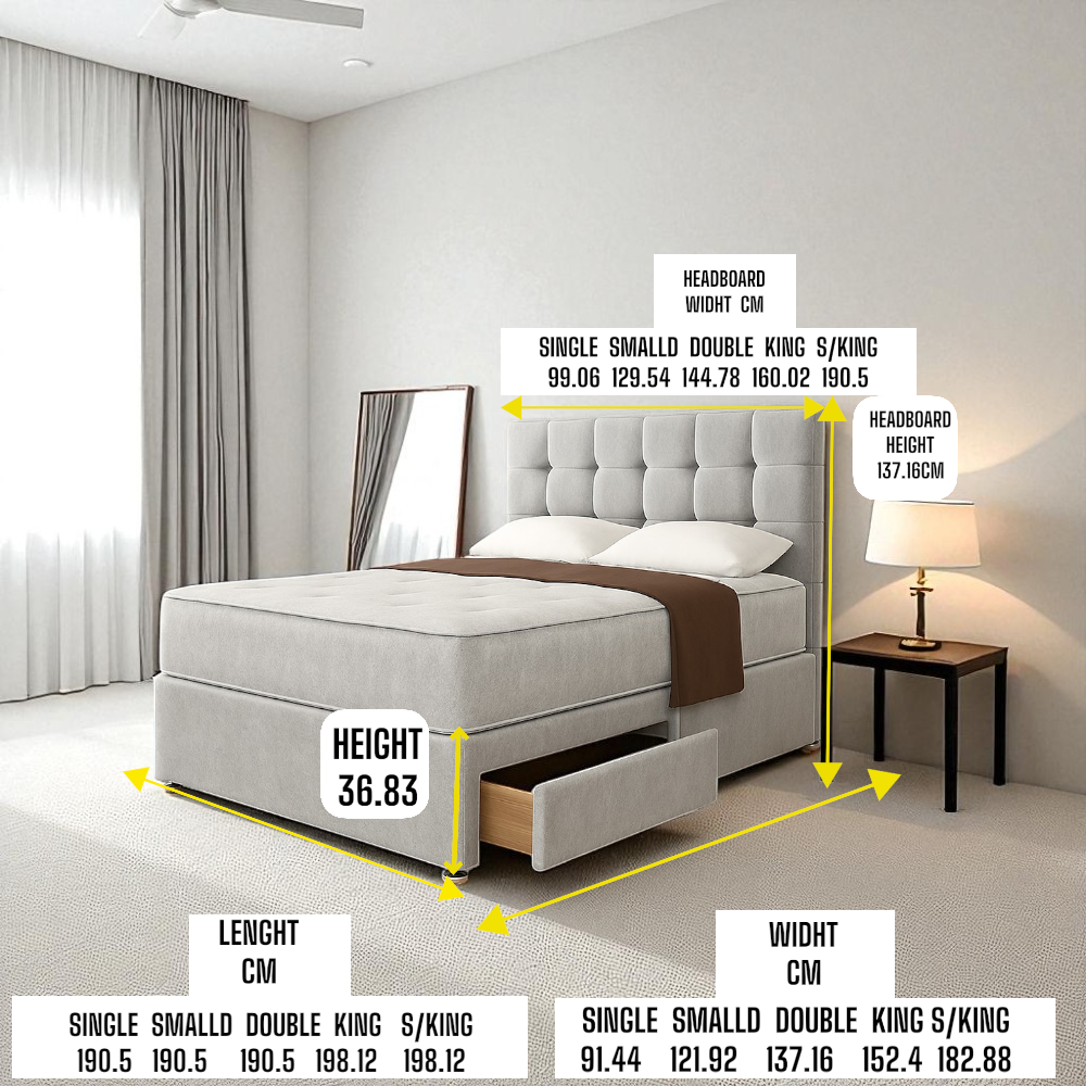 2025 Plan Divan Bed Set With Headboard 3FT 4FT6 Double 5FT King