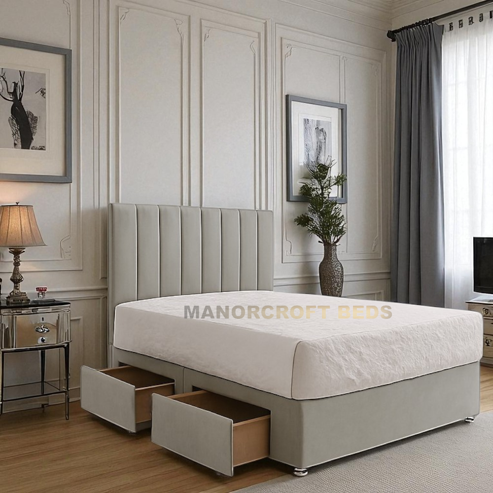 2025 Plush Velvet Divan Bed Set With Headboard - Footboard & Drawers