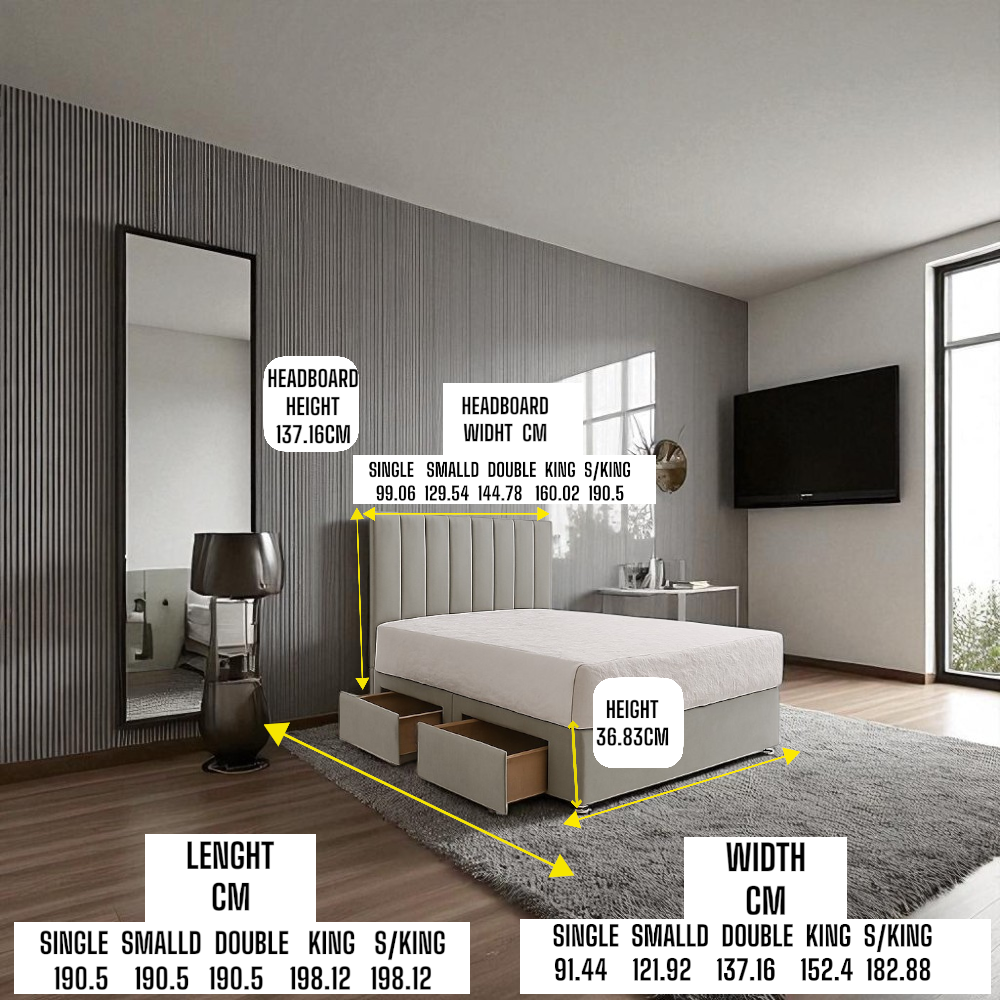 2025 Plush Velvet Divan Bed Set With Headboard - Footboard & Drawers