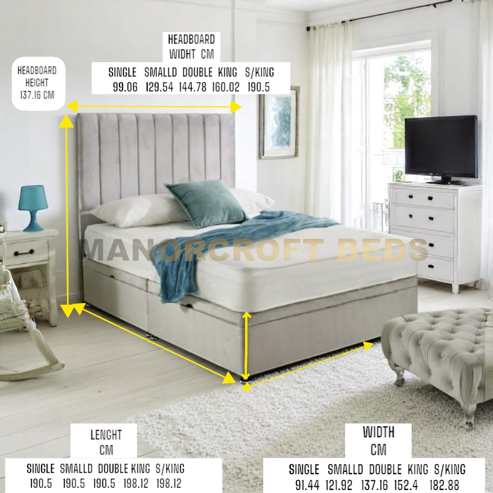 2025 Panel Bed Ottoman Gas Lift Storage Bed Frame with Vertical Panelled Headboard