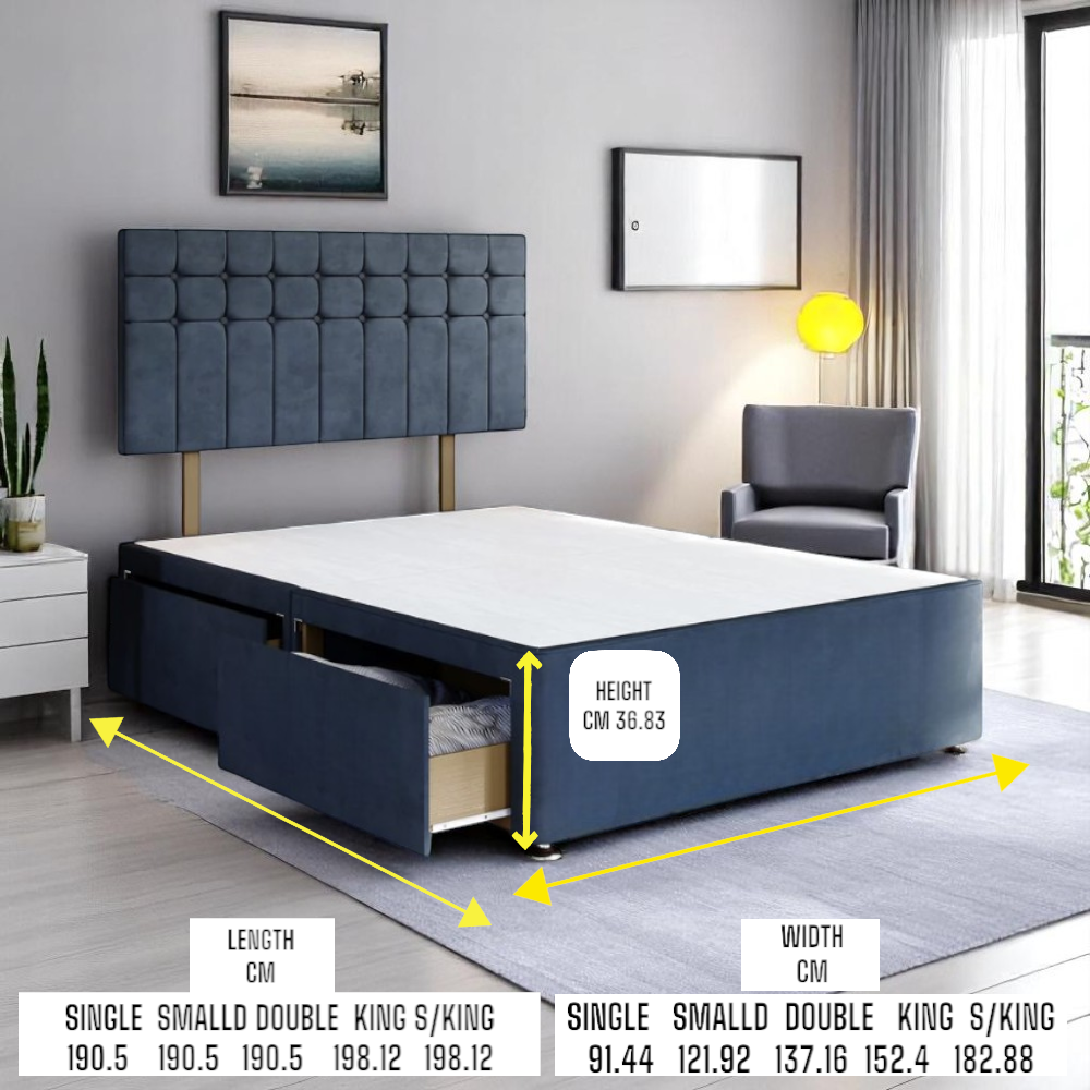 2025 Oslo Universal Divan Base, - With Headboard 3FT  4FT6 double and King
