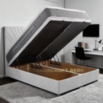 2025 Panel Bed Ottoman Gas Lift Storage Bed Frame with Vertical Panelled Headboard