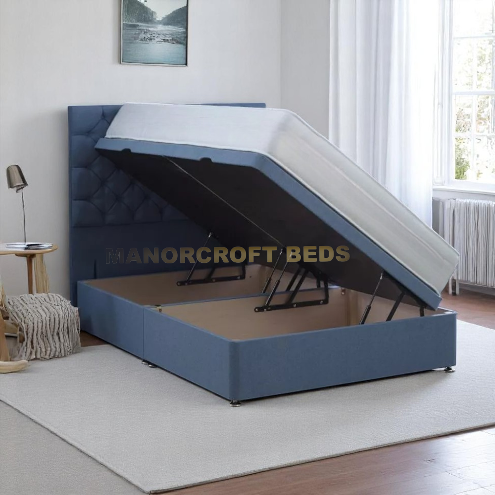2025 Ottoman Storage Divan Bed Base Frame Chesterfield Headboard Velvet Upholstered