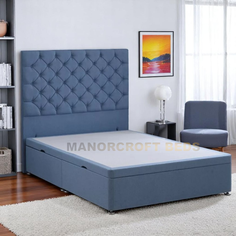 2025 Ottoman Storage Divan Bed Base Frame Chesterfield Headboard Velvet Upholstered