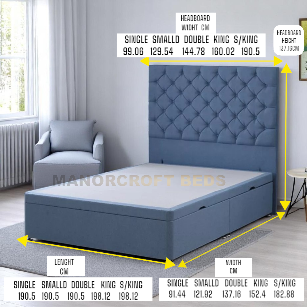 2025 Ottoman Storage Divan Bed Base Frame Chesterfield Headboard Velvet Upholstered