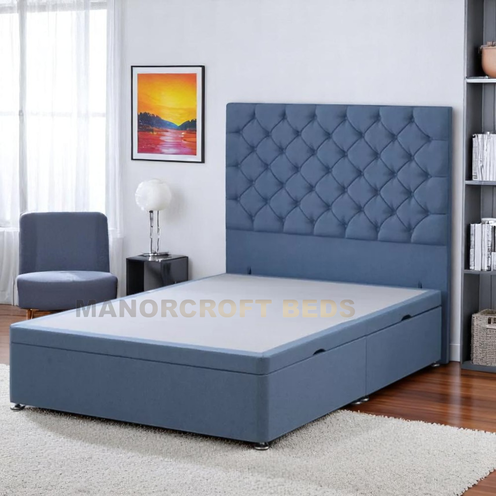 2025 Ottoman Storage Divan Bed Base Frame Chesterfield Headboard Velvet Upholstered