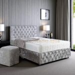 2025 Crushed Velvet Divan Bed Set With Headboard - Footboard & Drawers