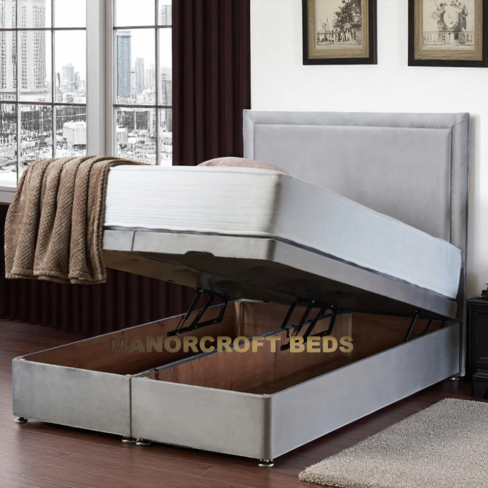 2025 Queen Divan Lift Up Storage Ottoman Bed Base- Headboard