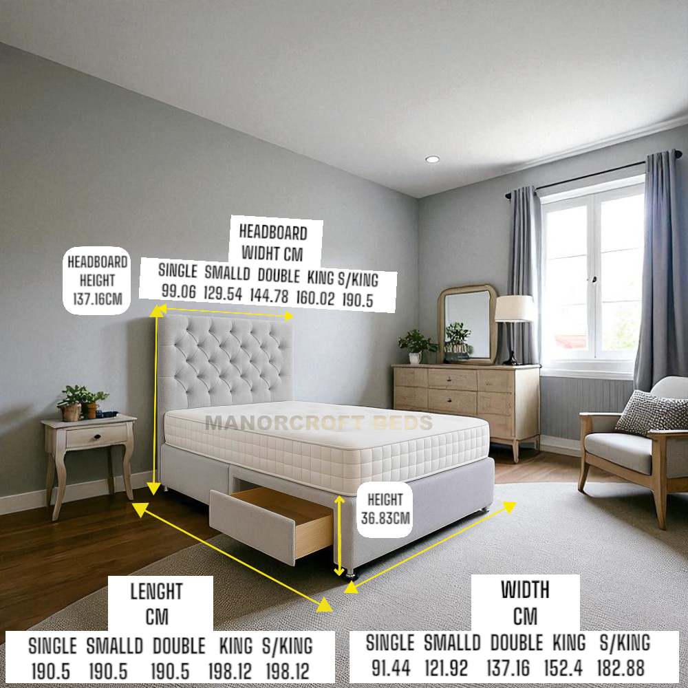 2025 Chesterfield - Storage Divan Draws Bed Set In Plush Fabric