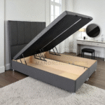 Ottoman Bed Divan Storage Plush Velvet + Panel Bed Head - Foot Lift Gas Lift