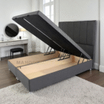 Ottoman Bed Divan Storage Plush Velvet + Panel Bed Head - Foot Lift Gas Lift