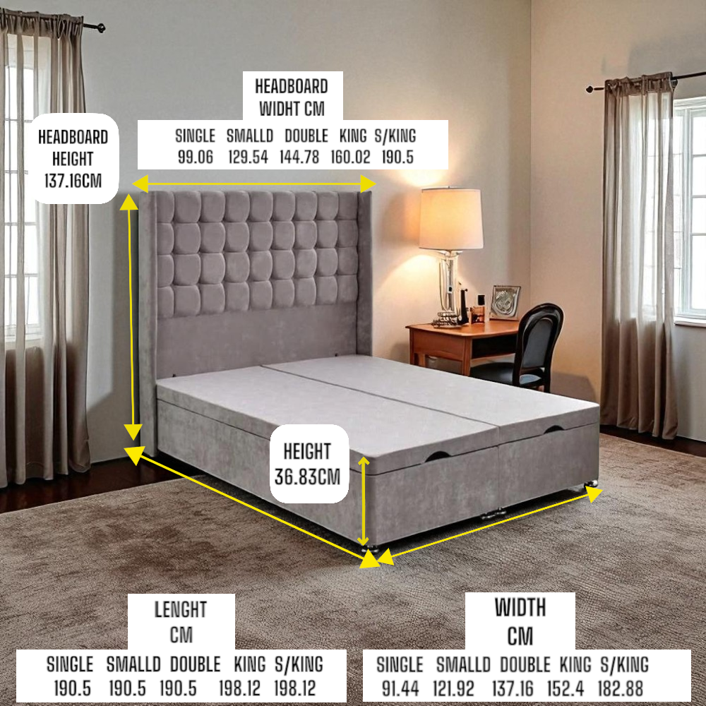2025 Star Velvet Lift Up Divan Storage Ottoman Bed Base