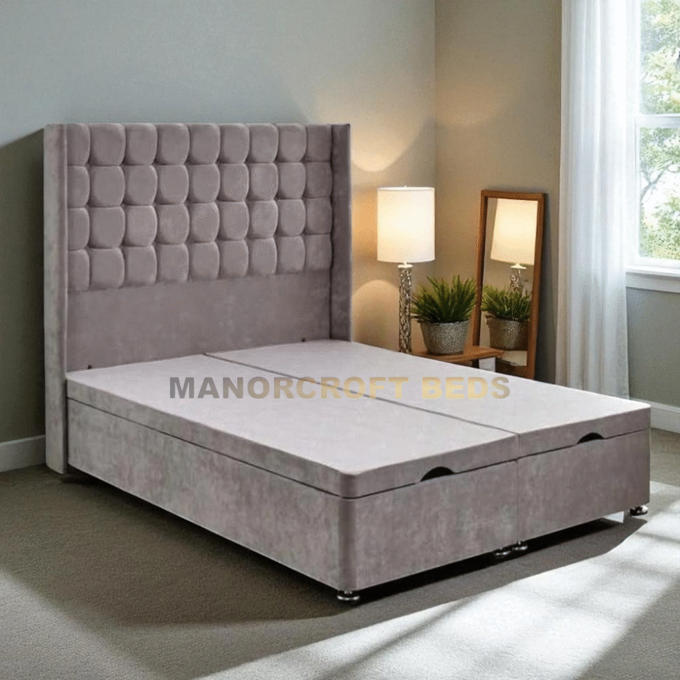 2025 Star Velvet Lift Up Divan Storage Ottoman Bed Base