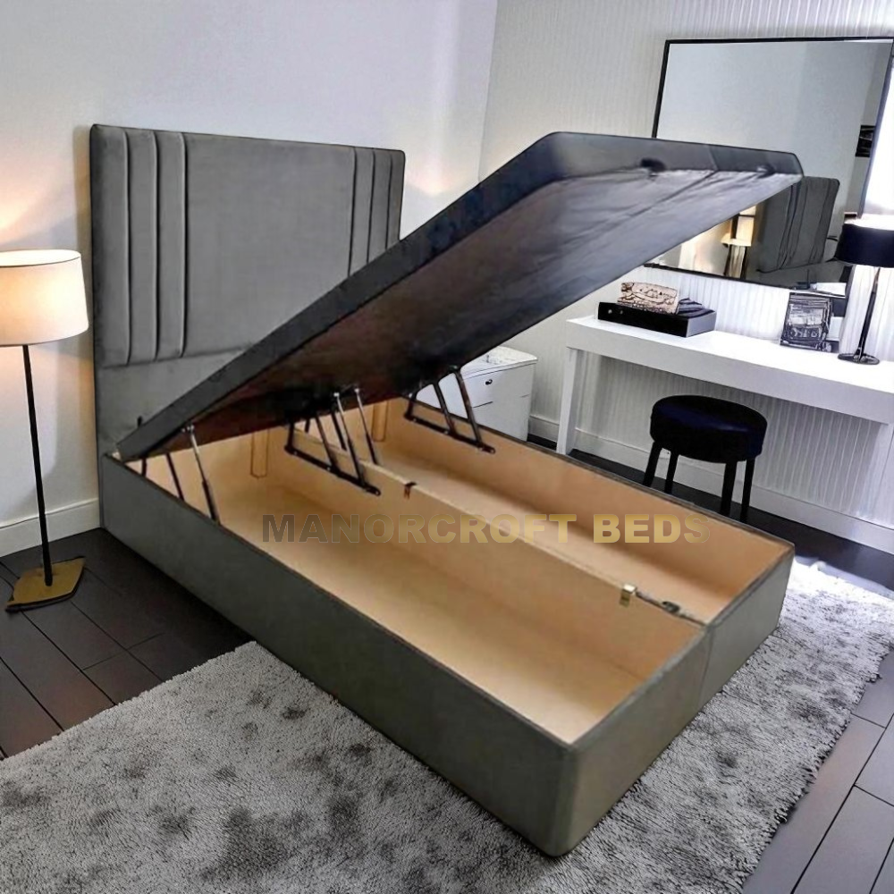 Line Down Divan Bed With Headboard 3FT 4FT6 Double 5FT king