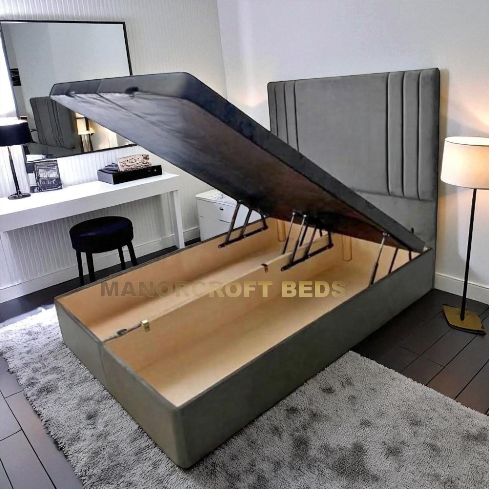 Line Down Divan Bed With Headboard 3FT 4FT6 Double 5FT king
