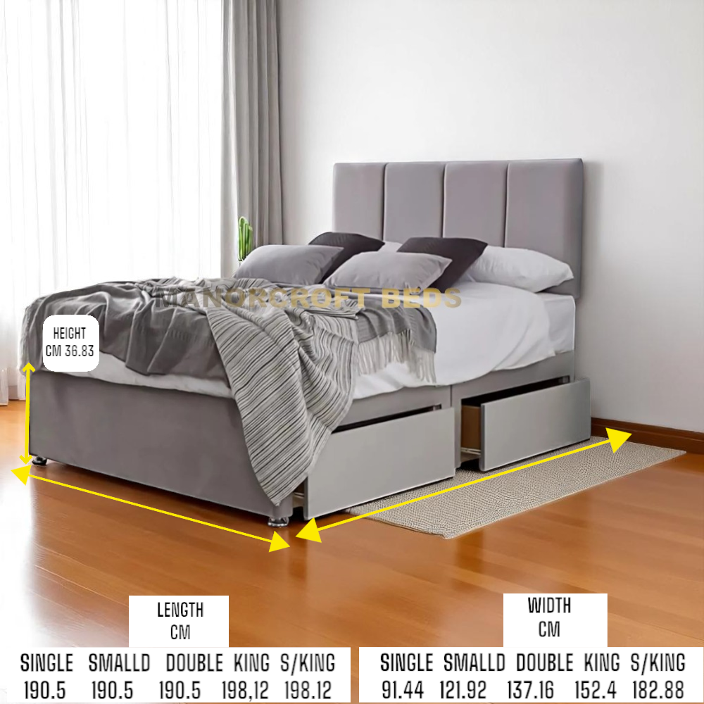 Cube Divan Bed With Headboard 3FT 4FT6 Double 5FT king