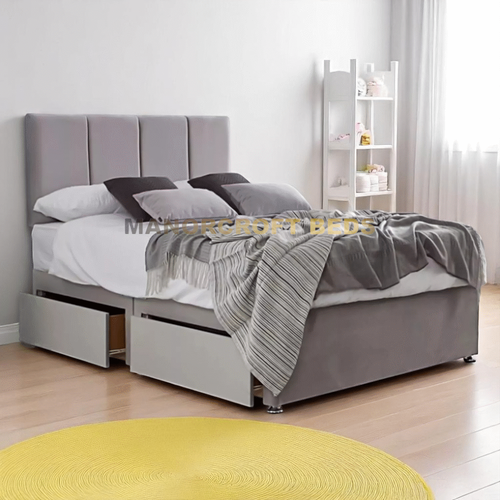 Cube Divan Bed With Headboard 3FT 4FT6 Double 5FT king