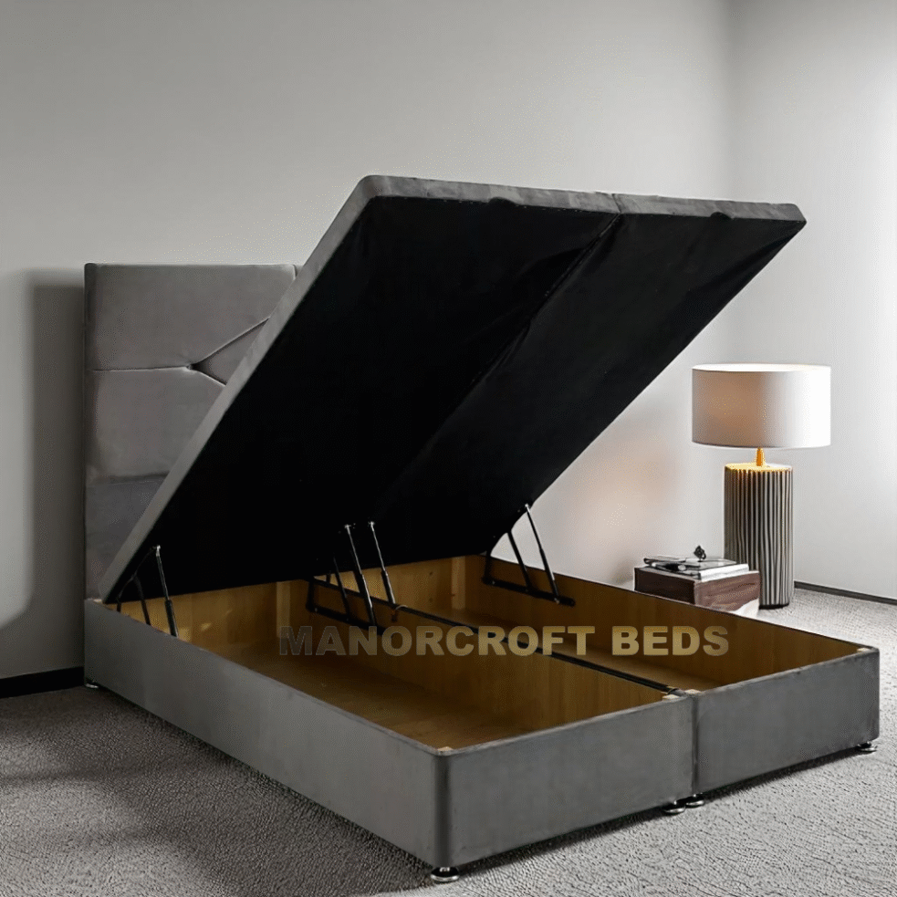 2025 Cube Star Velvet Lift Up Divan Storage Ottoman Bed Base