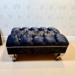 2025 Upholstered Chesterfield Footstool Pouffe Fabric Foot Stool