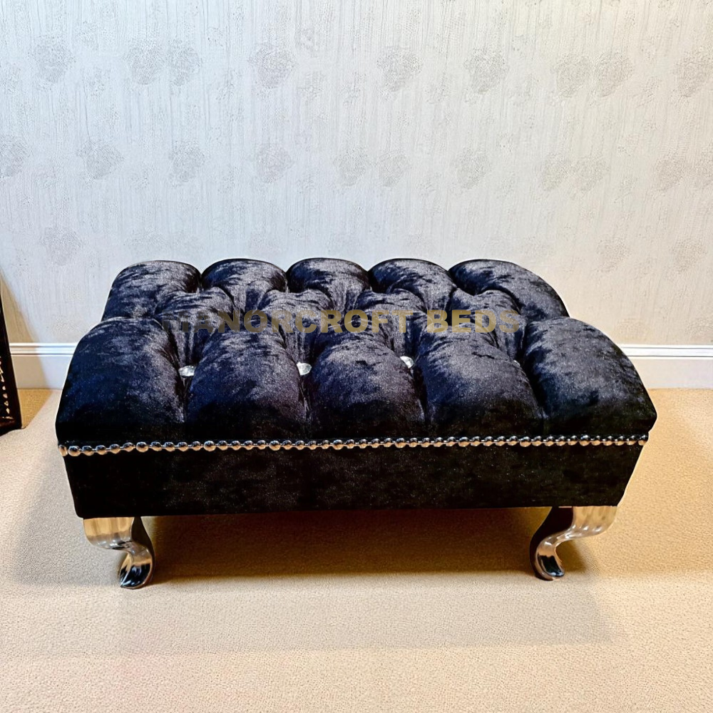 2025 Upholstered Chesterfield Footstool Pouffe Fabric Foot Stool