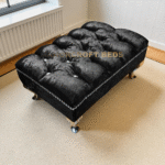 2025 Upholstered Chesterfield Footstool Pouffe Fabric Foot Stool